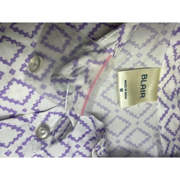 Blair Purple & White Tribal Aztec Geometric Fitted Button Down Blouse Medium NEW - Picture 8 of 8